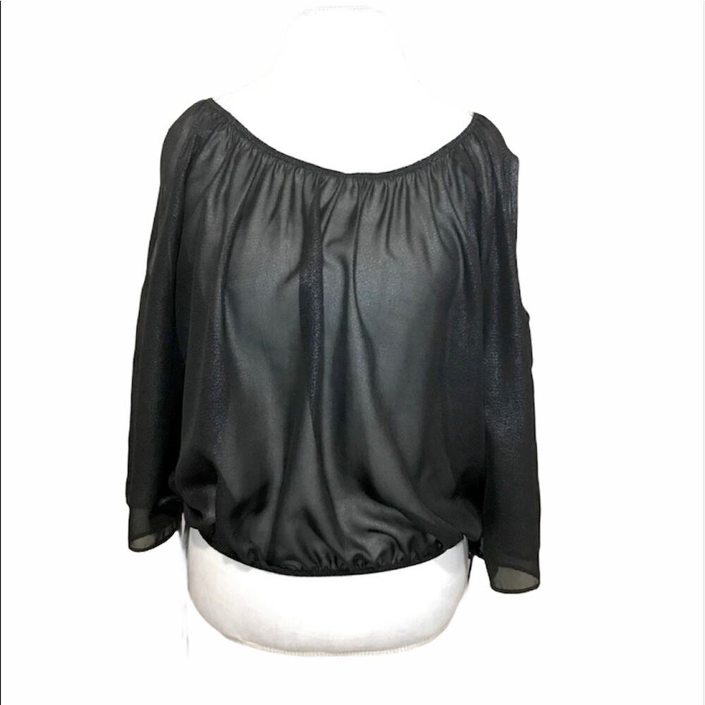 Vizio sheer sparkle cold shoulder blouse